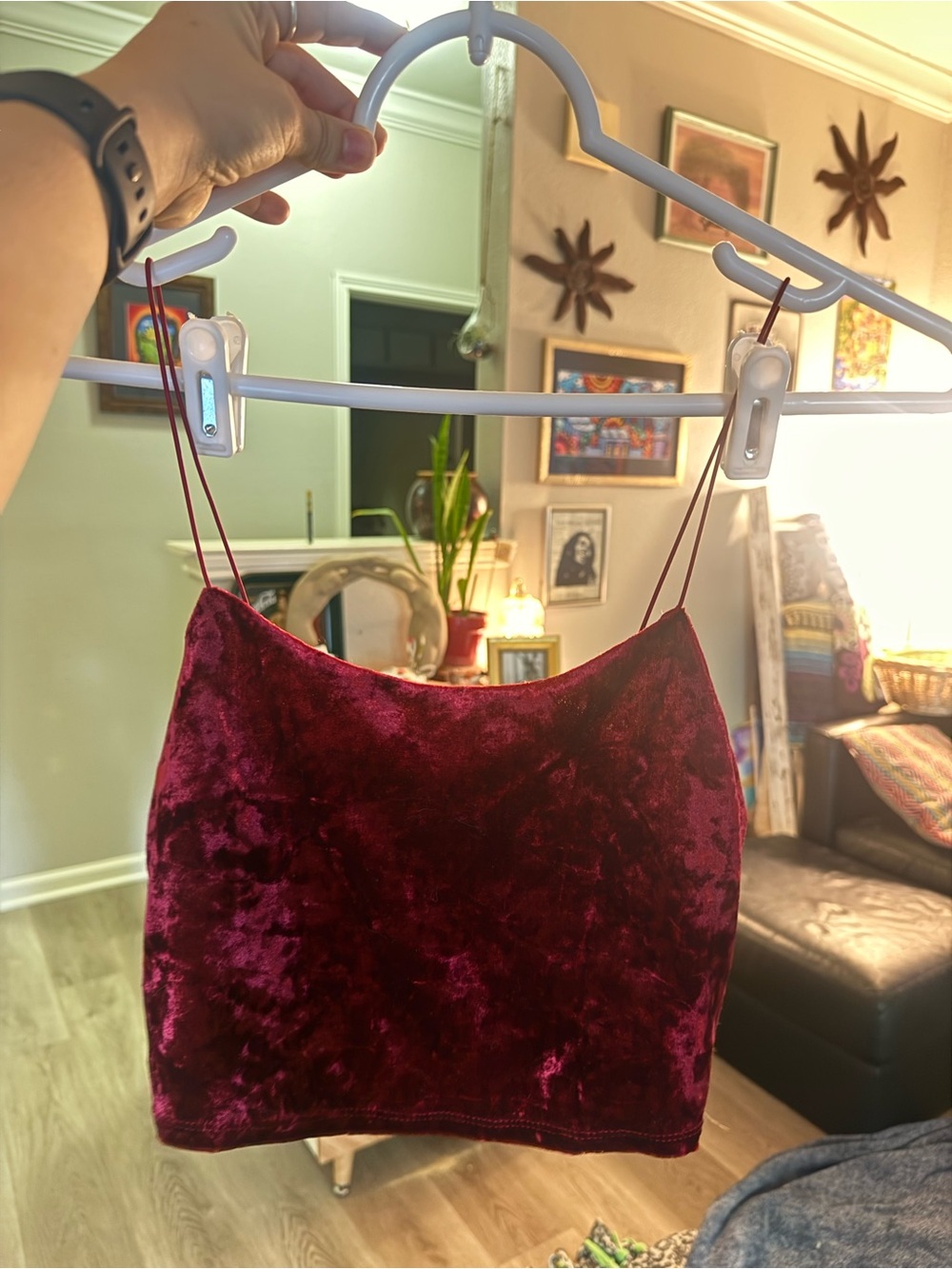 Garage Velvet Burgundy Cami Crop Top - Women's Intimates